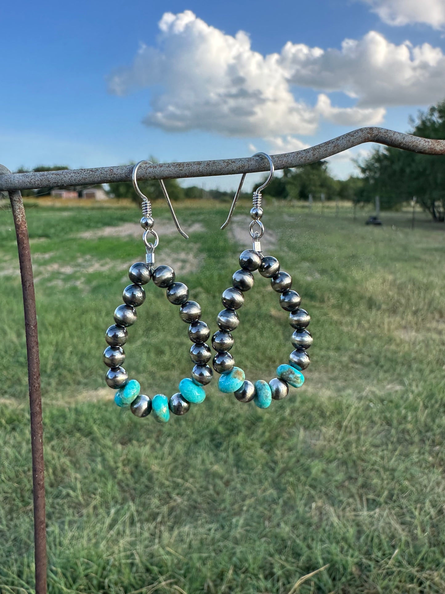 Kingman turquoise & sterling silver earrings
