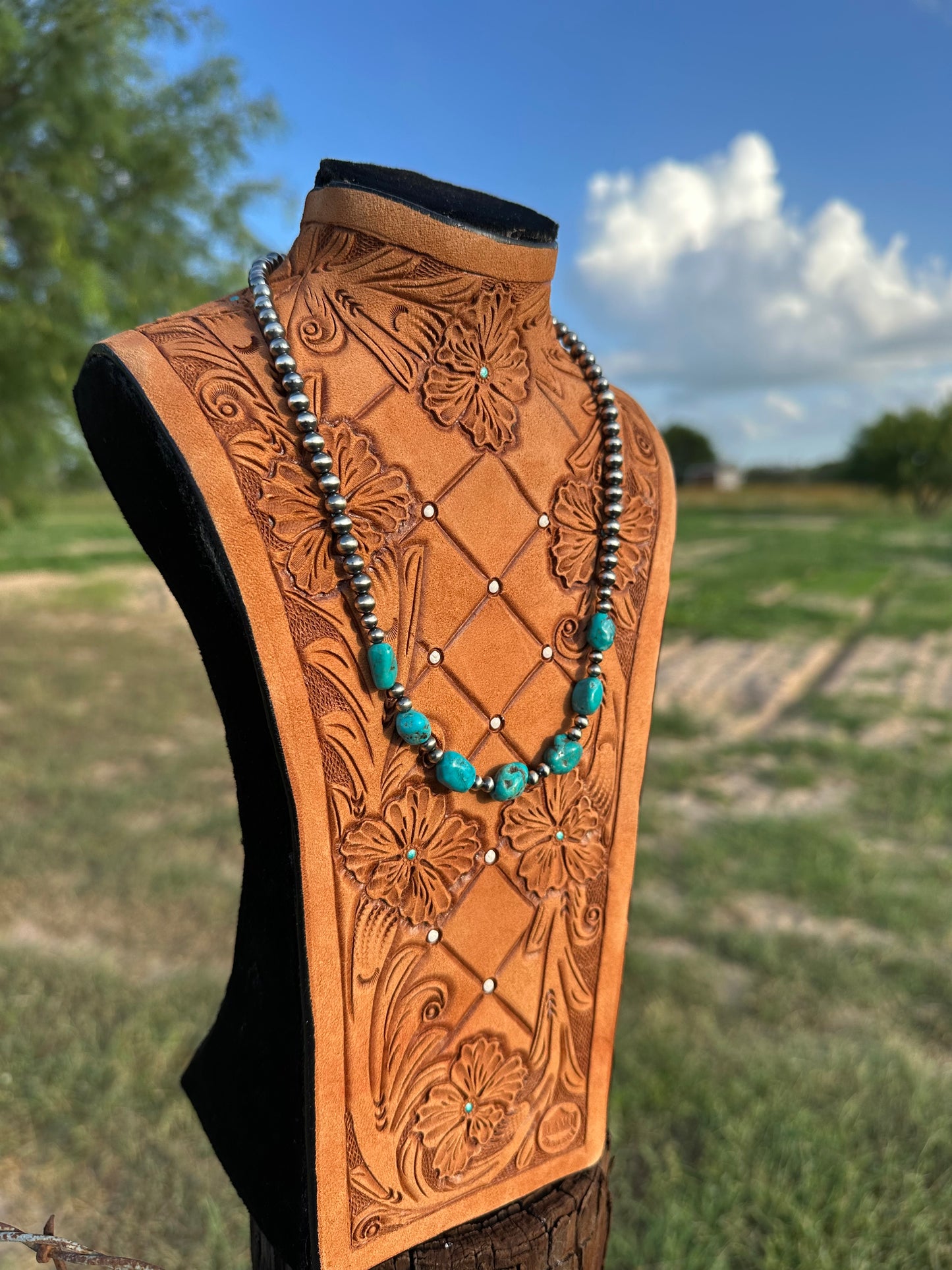 Hubei turquoise with sterling silver beads